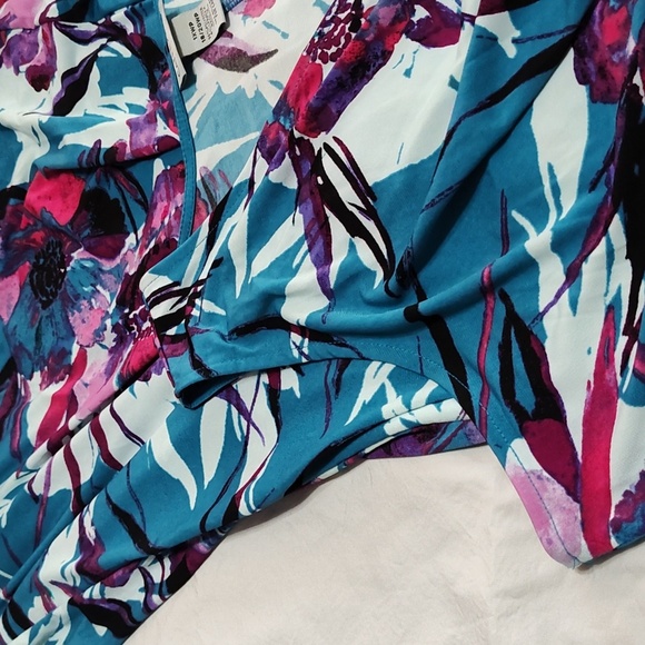 Catherines Maxi Dress Size 1X P Blue & Pink Floral Twist Tie Tropical Print - Picture 7 of 14